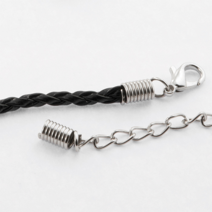 Ledercollier geflochten 3mm 44cm schwarz