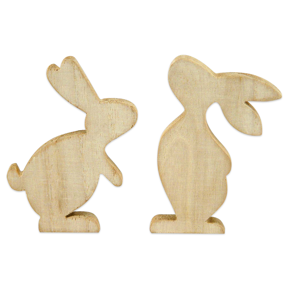 52130529XeJn6KglwzuQ6 Lustige Hasen Holz ca. 12cm hoch 2 St. natur