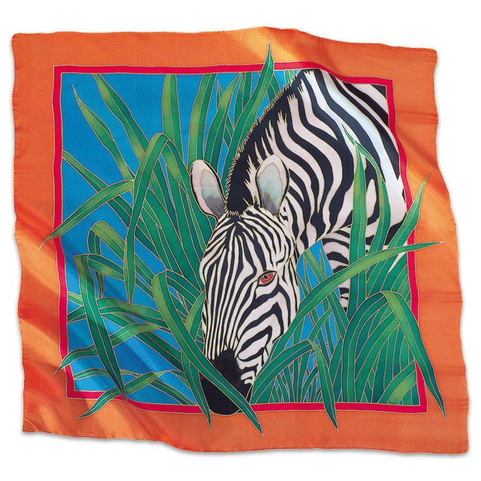 Tuch Gutta gold 55x55cm Zebra naturweiß
