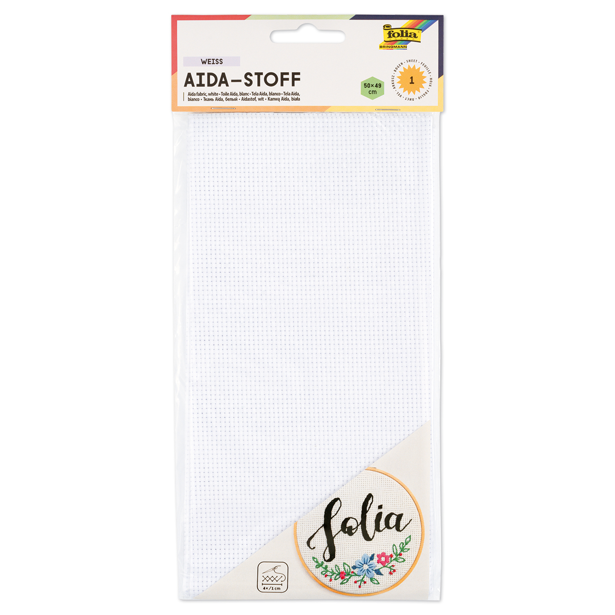 Aida Stickstoff 100% Baumwolle 50x49cm weiß