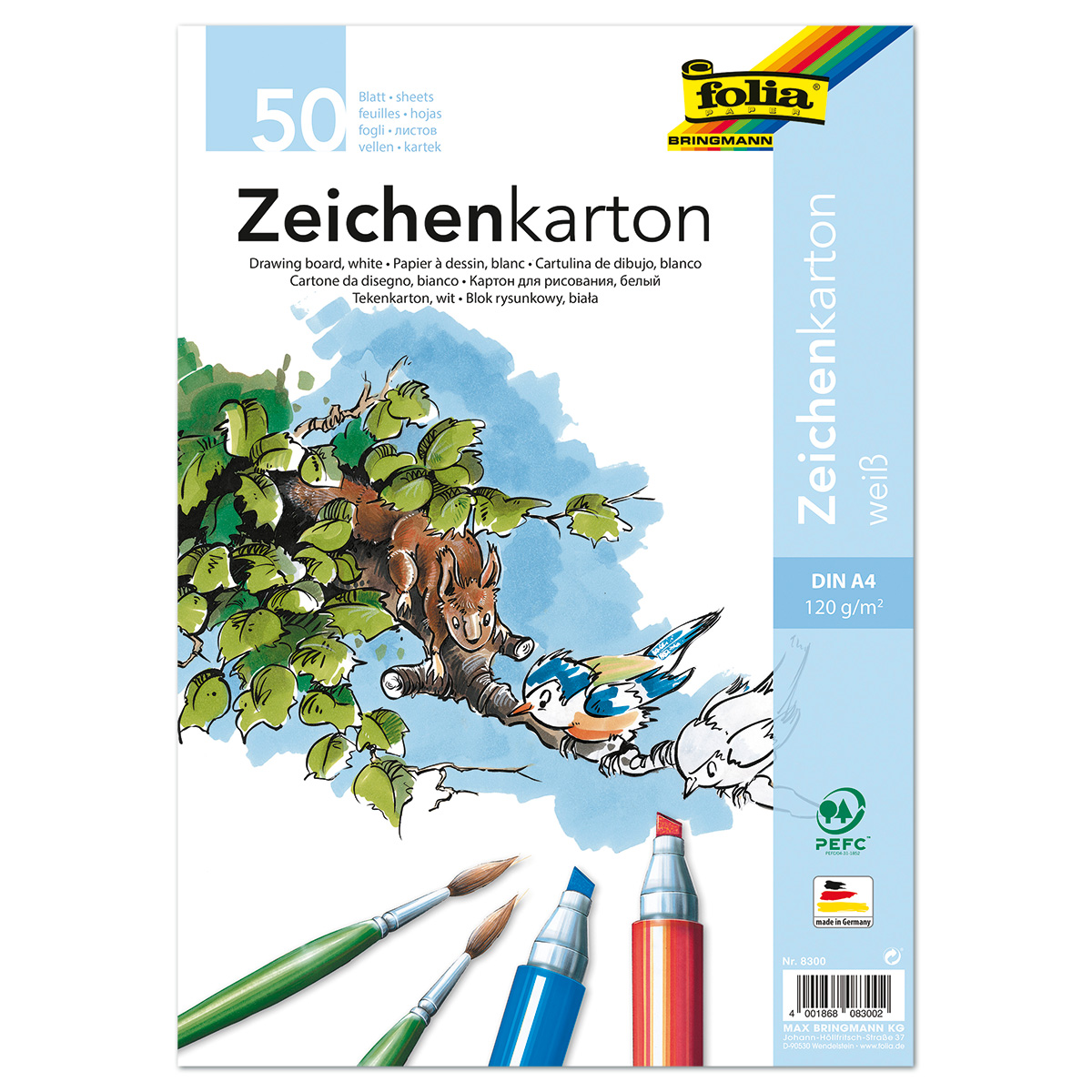 Zeichenkarton 120g/m² DIN A4 50 Bl. weiß