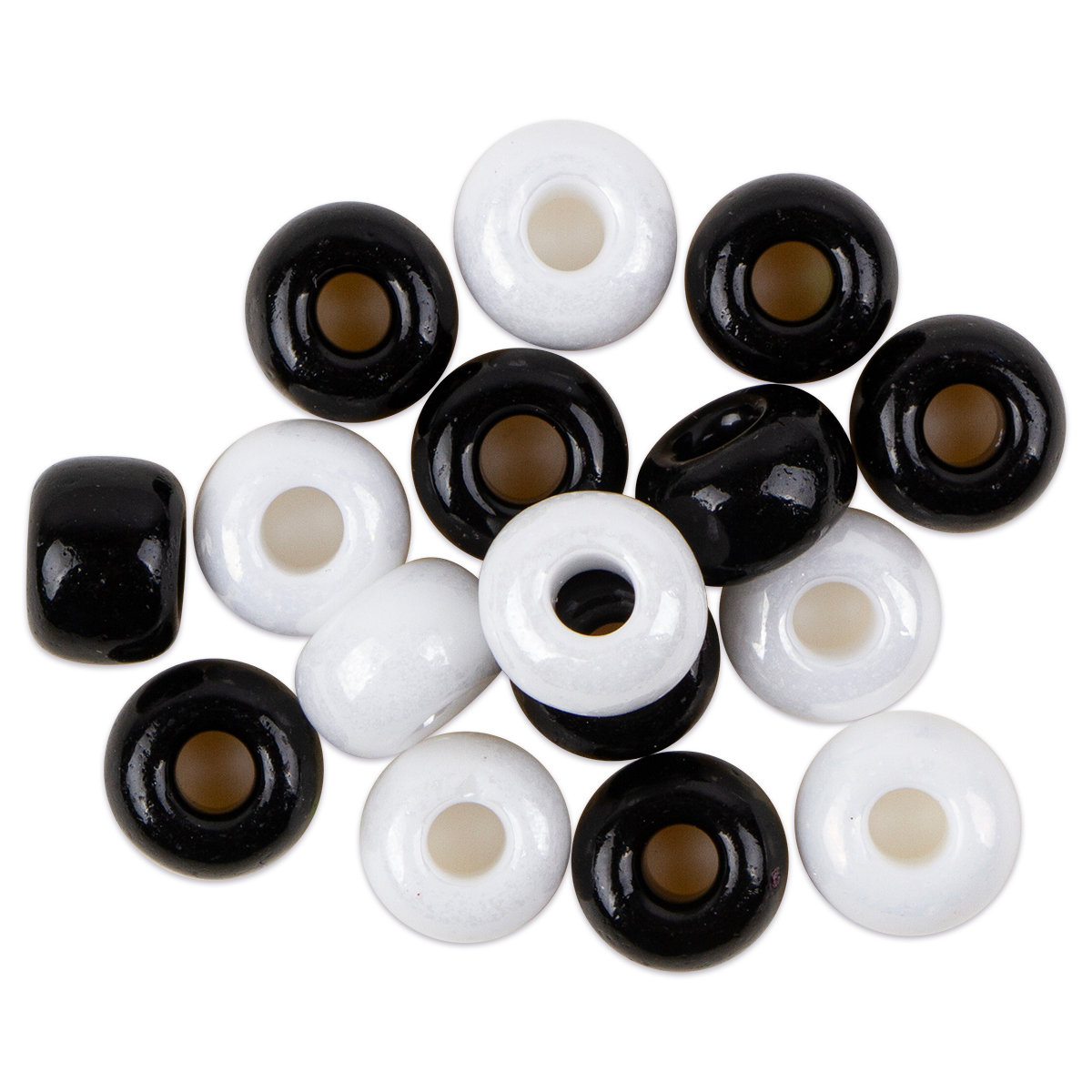 Glasperlen Rondelle AB bedampft  ca. 8mm 100g weiß/schwarz