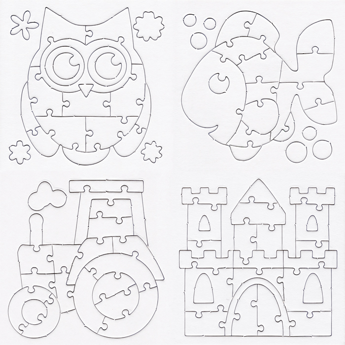 Mini-Puzzles zum Ausmalen 14x14,5cm 4 St. weiß