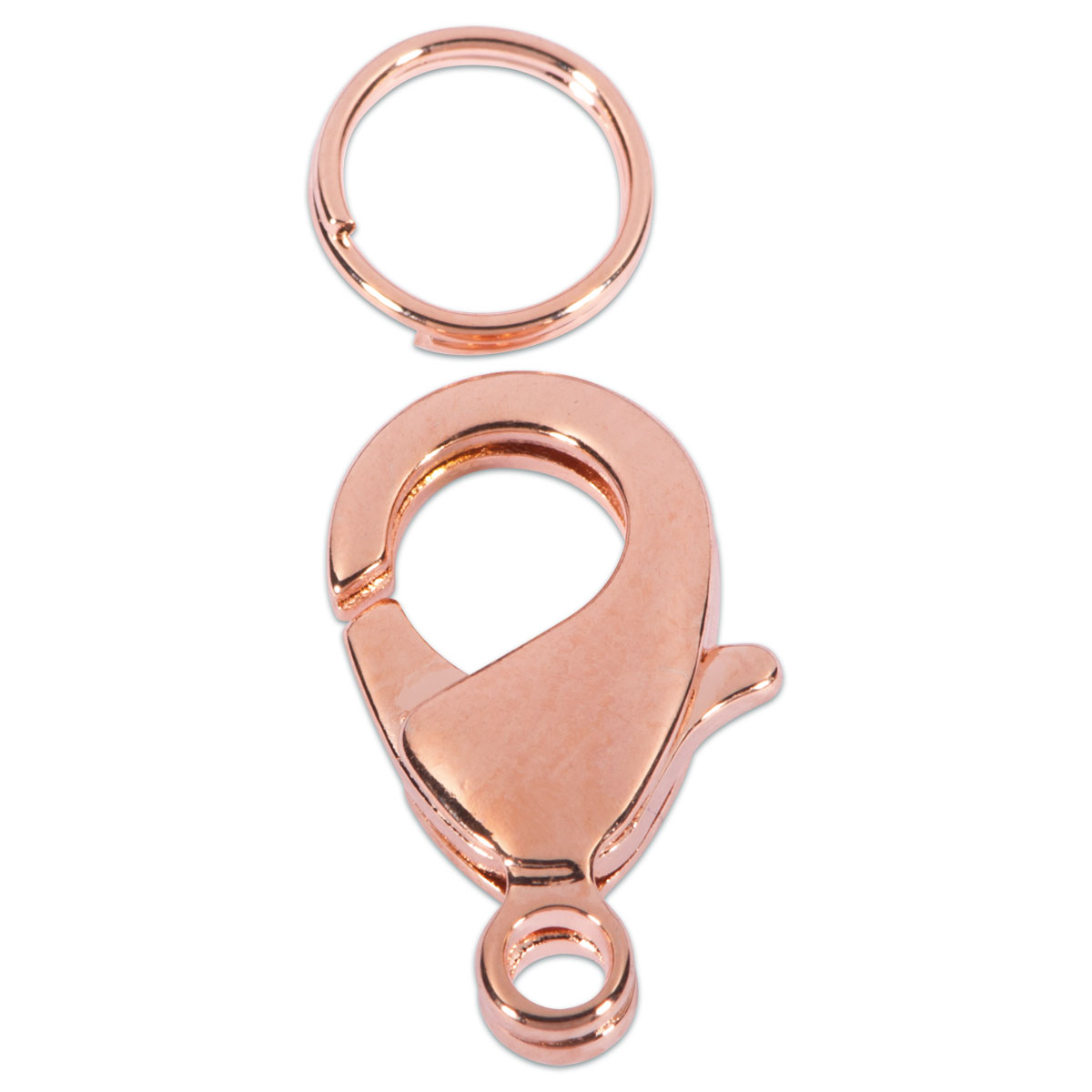 Karabiner + Spaltring Metall 12mm 4 St. roségoldfarben
