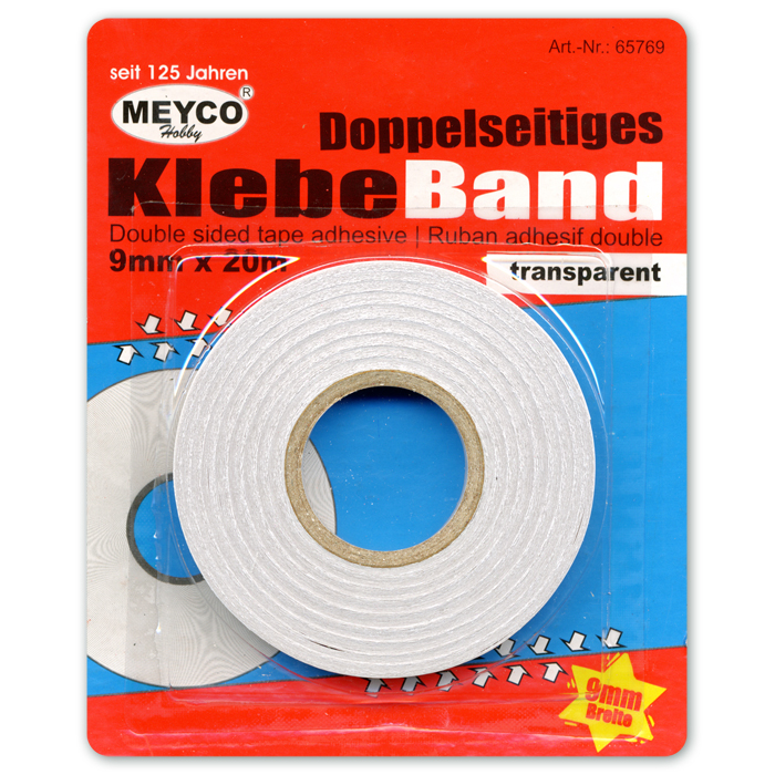 doppelseitiges Klebeband 9mm 20m transparent