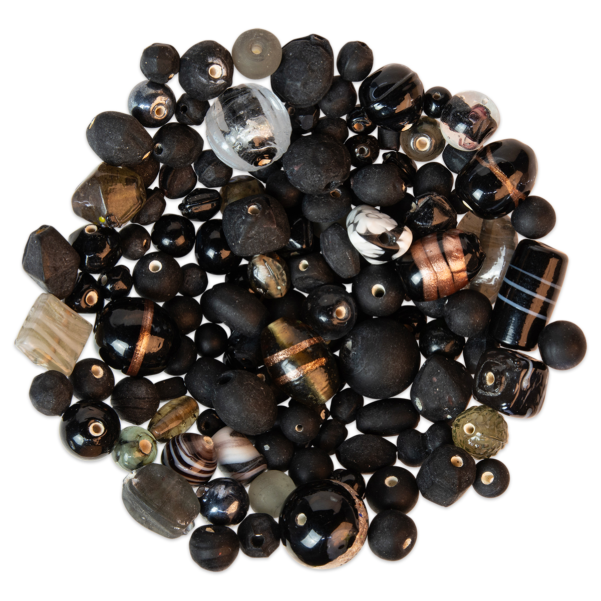 Glasperlen-Mix ca. 4-28mm 130g schwarz ton