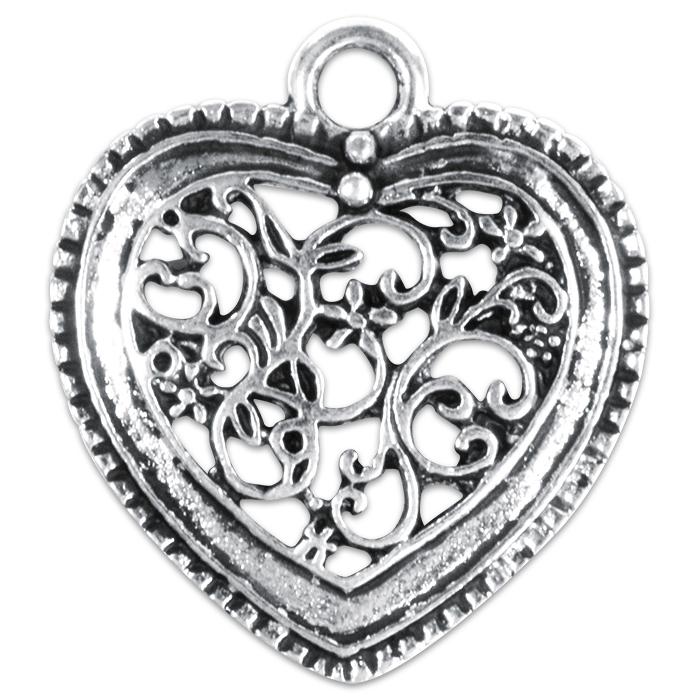 Metallanhänger Herz ca. 26mm altsilberfarben