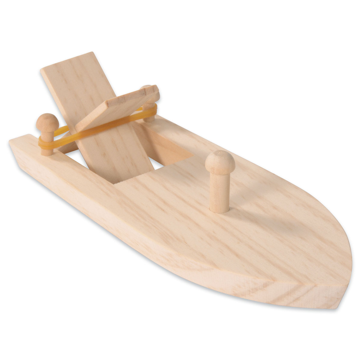 Holzboot mit Gummiantrieb 17x7,5x4cm natur