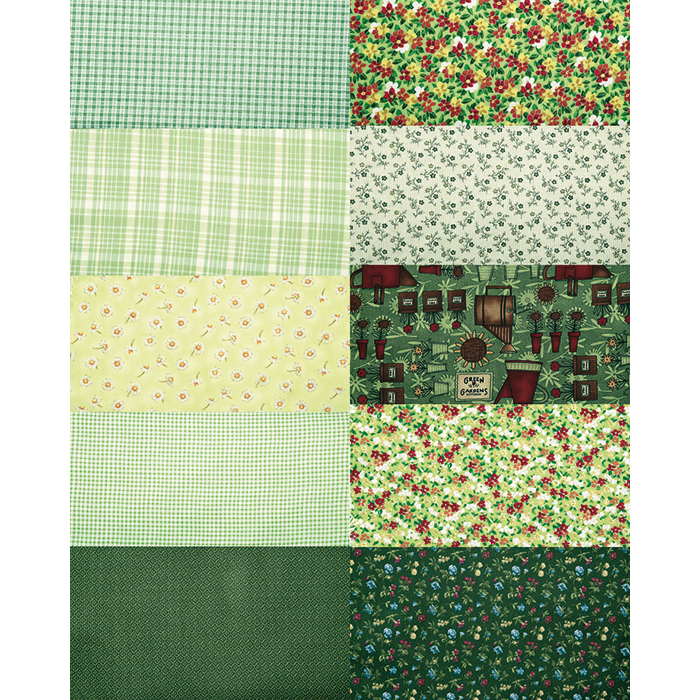 Patchwork-Set 10 Zuschnitte à 45x55cm grün