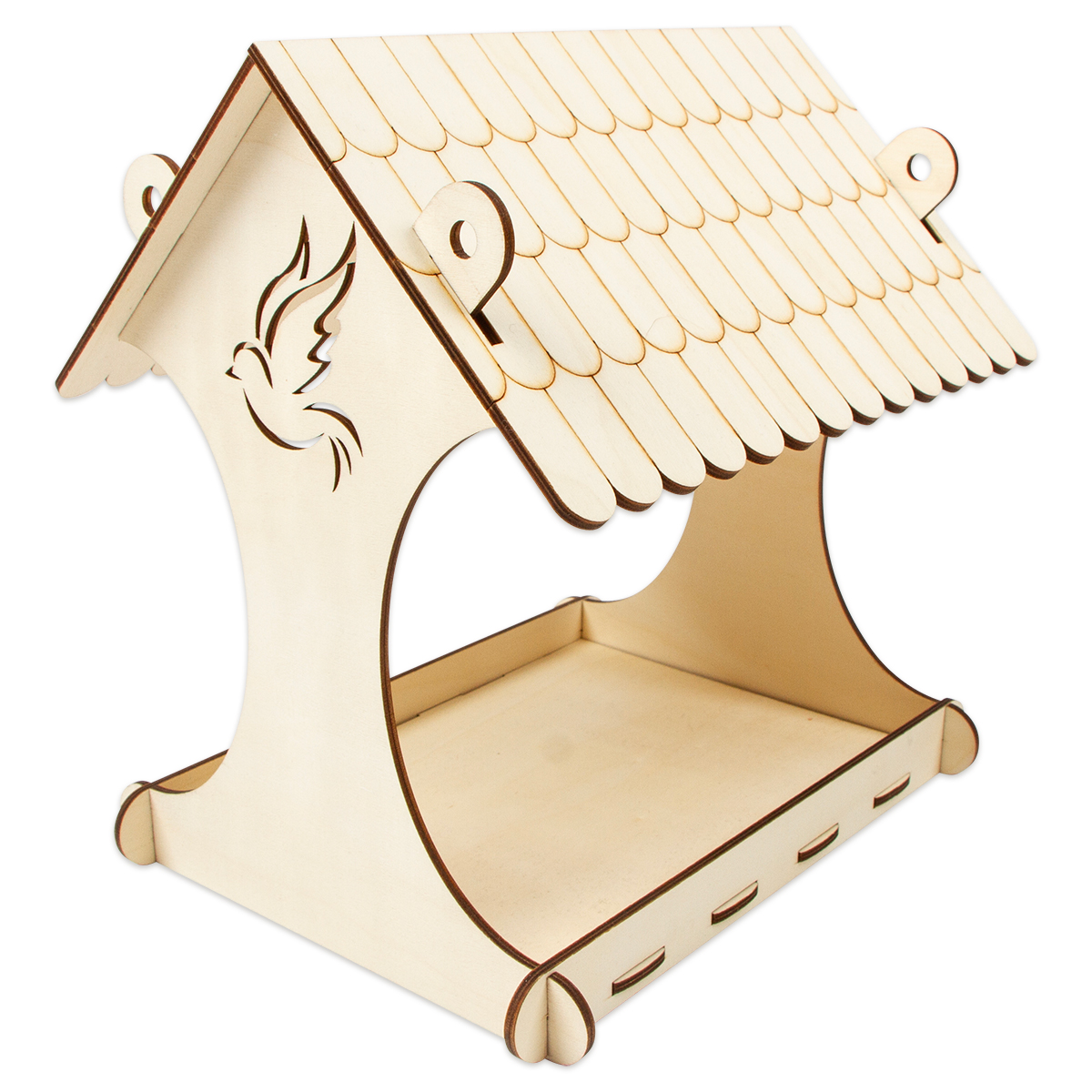 Vogelfutterstelle mit Dach Holz 4mm 25x25x20cm natur