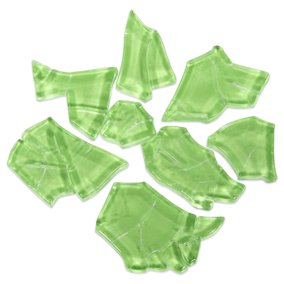 Crash Glas polygonal 500g ca. 190 Steine hellgrün