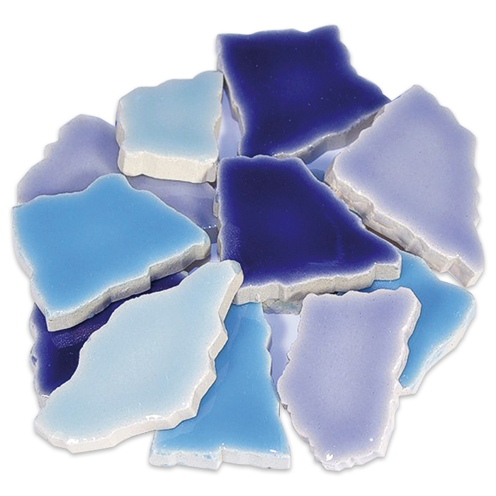 56600029BjOuRnyfXNDE9 Flip-Keramik 2-6cm 750g ca. 65 Steine blau mix