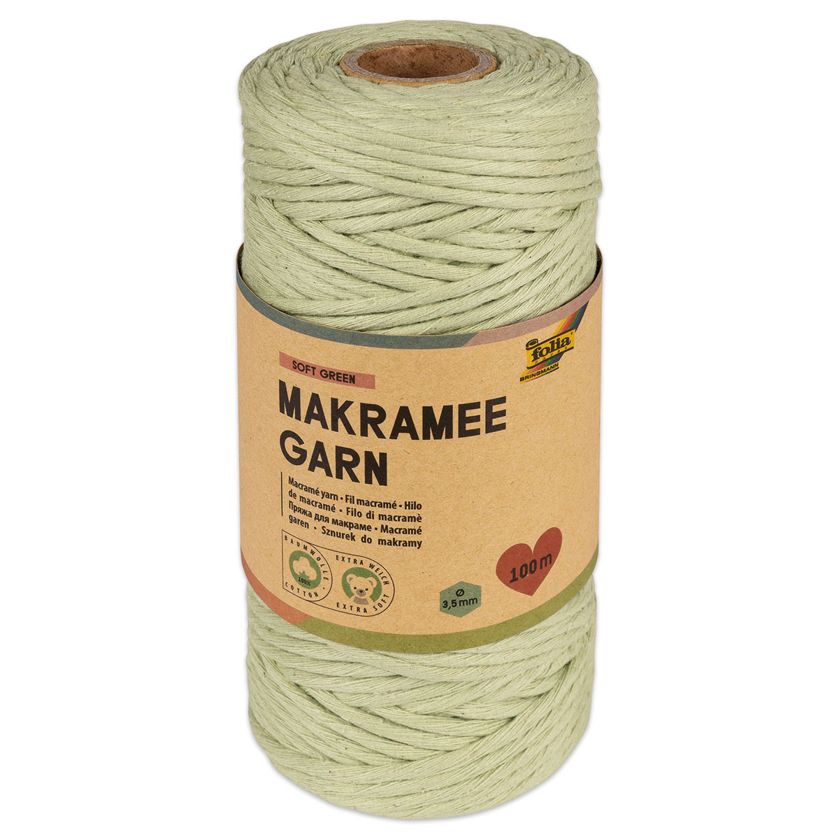 Makramee Garn Ø 3,5mm 100m soft grün
