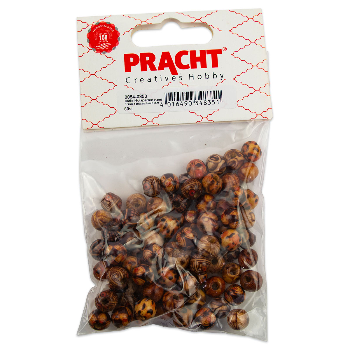 52285408_1 Indio-Holzperlen rund 8mm 80 St. braun gemustert