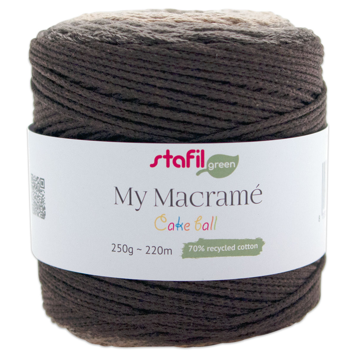 Makramee Cake Ball ca. 250g 2mm Mix 4 braun/beige