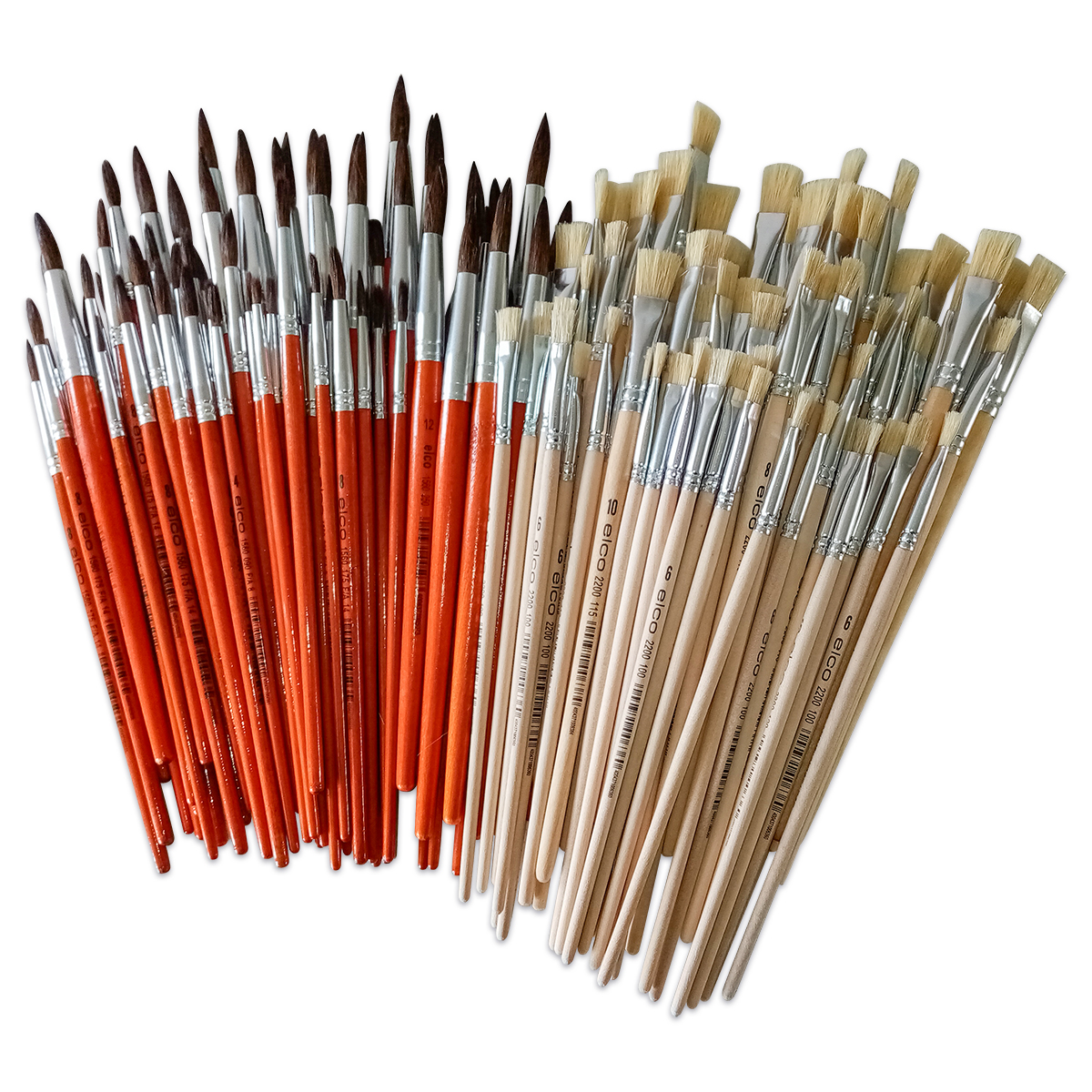 Pinselsortiment Borsten- & Synthetik rund/flach 144er-Set
