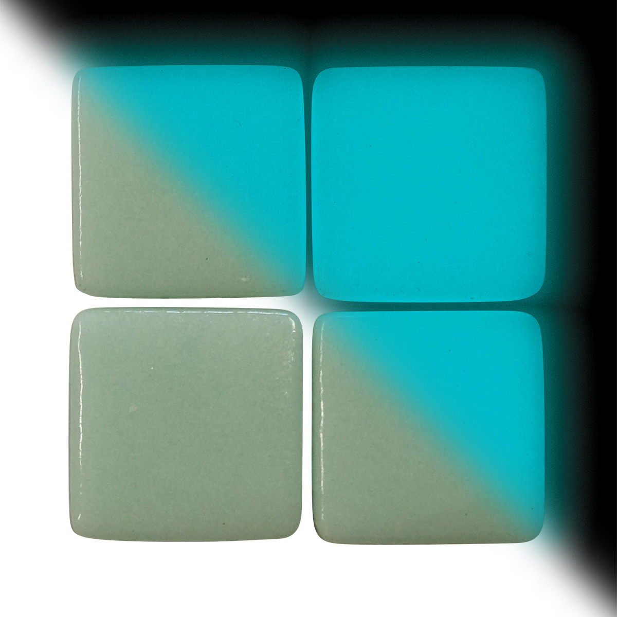 Mosaik Neon-Glas 25x25x4-4,5mm 250g Tag/Nacht grün/blau