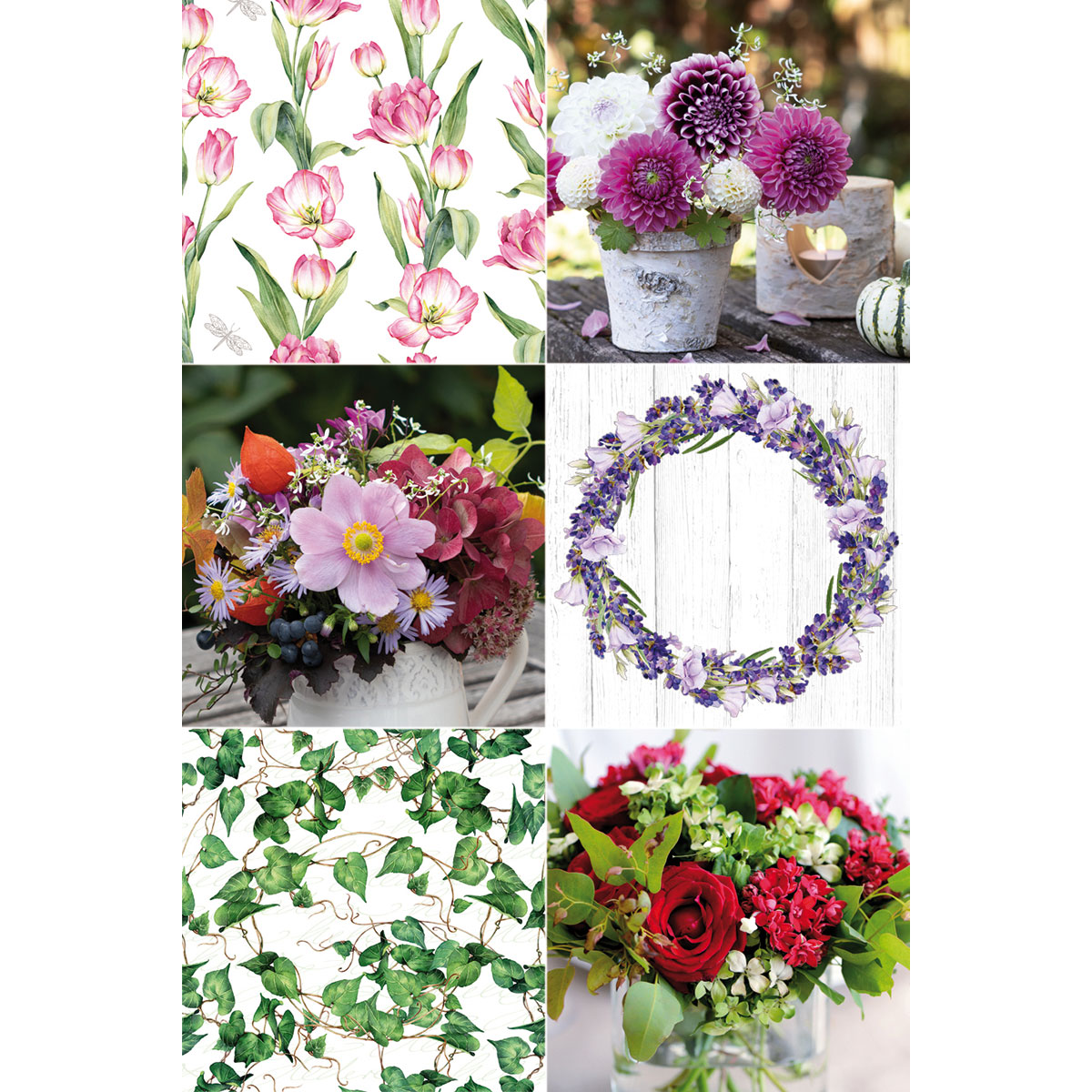 Serviettenset 33x33cm 6x2 St. Blumen