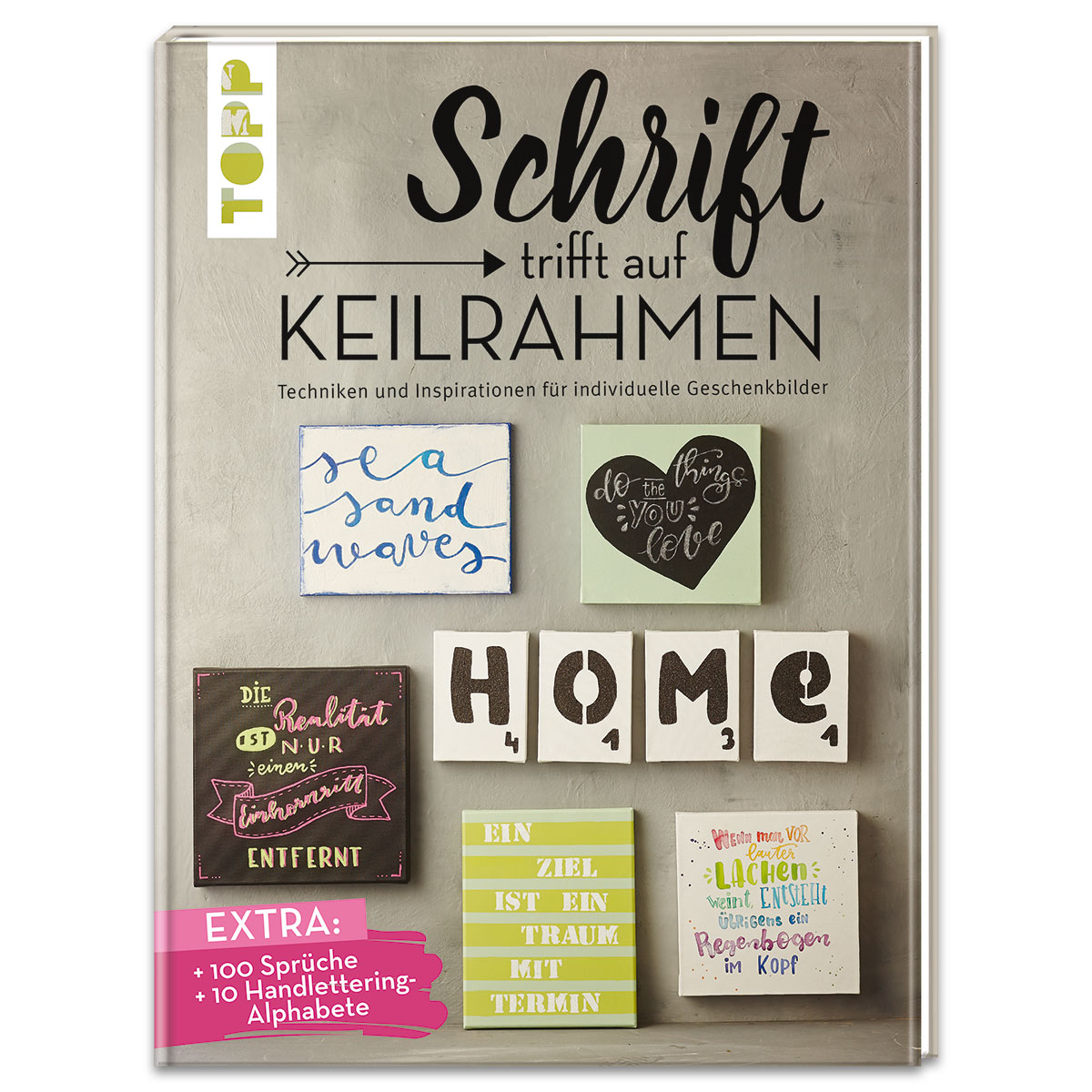50038338ghj3qSkf27402 Buch - Schrift trifft auf Keilrahmen