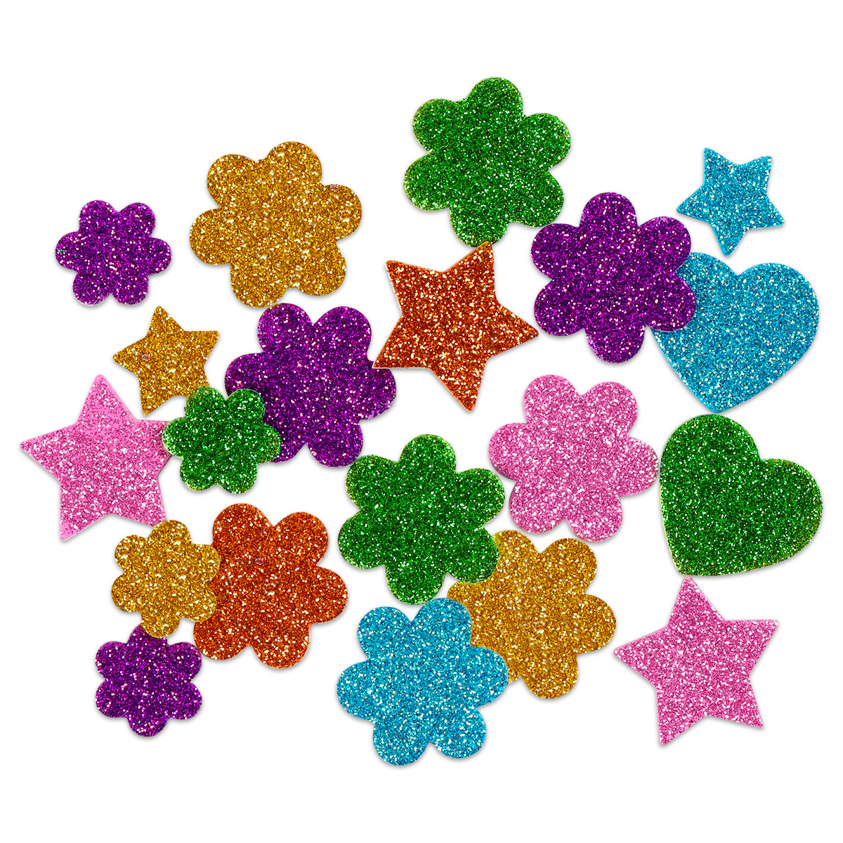 Glitter-Moosgummifiguren 2mm Ø ca. 19-29mm 800 St. bunt