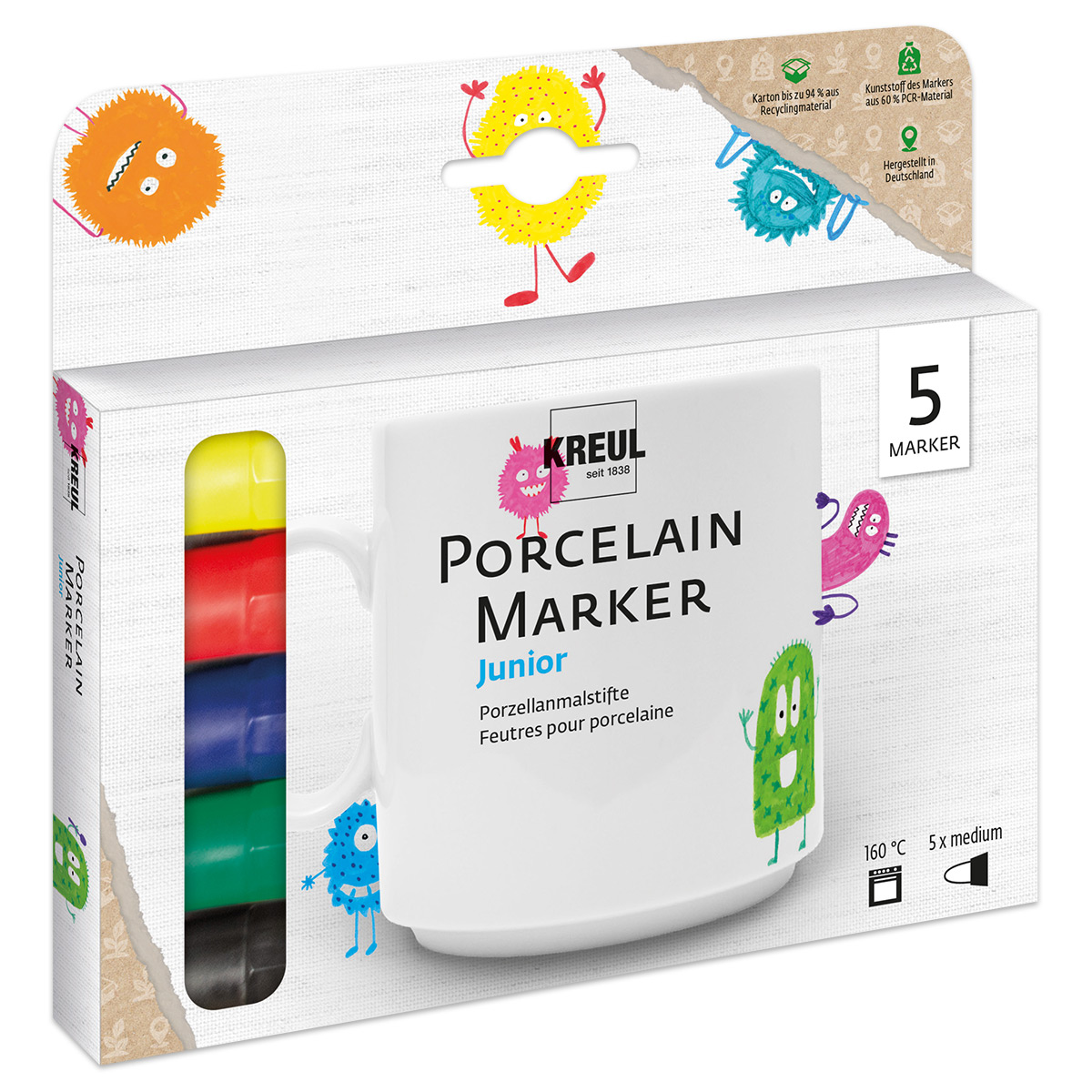 PorcelainPen easy mit Pinselspitze 5 Stifte/Farben PorcelainPen easy mit Pinselspitze 5 Stifte/Farben