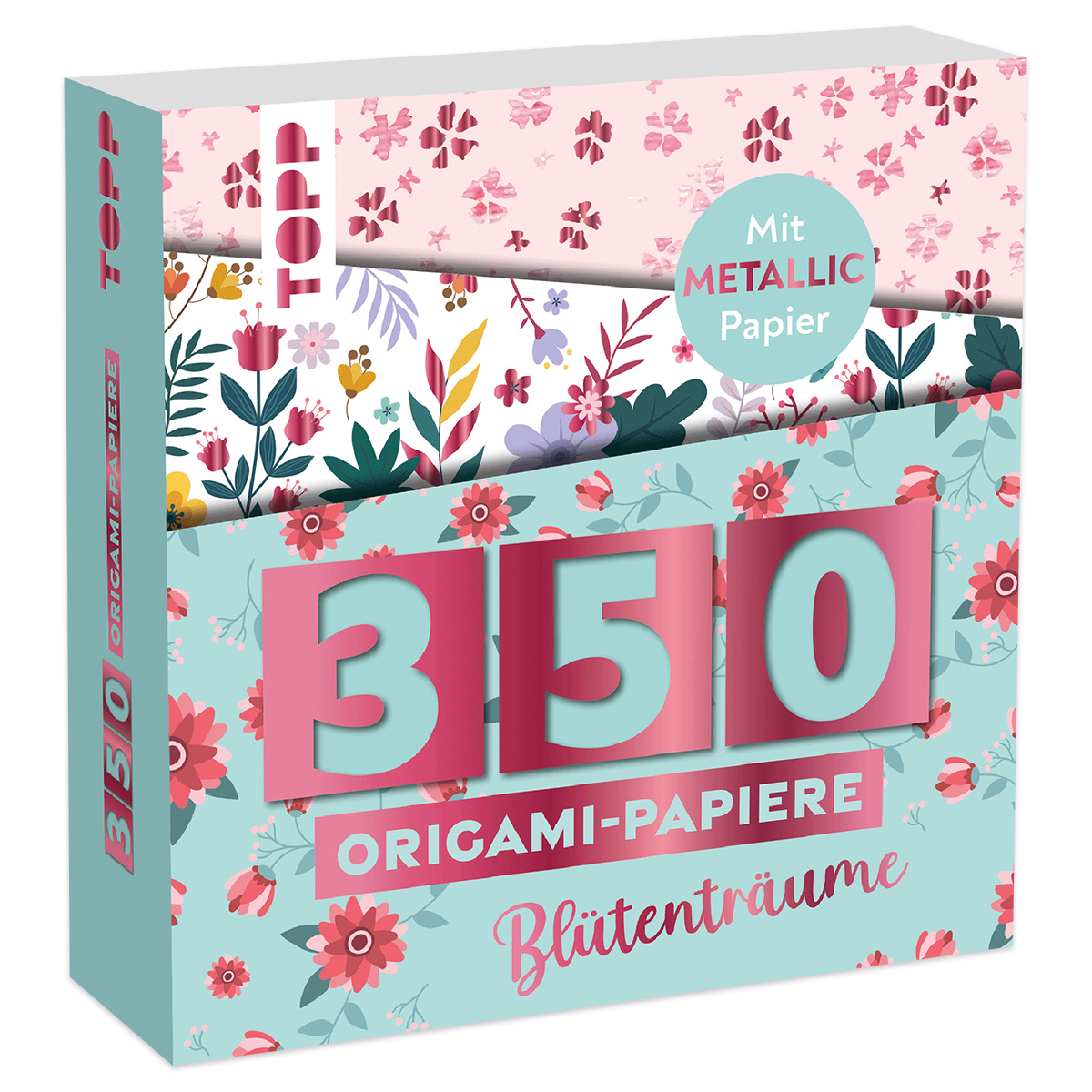 350 Origami-Papiere 80g/m² 14x14cm Blütenträume