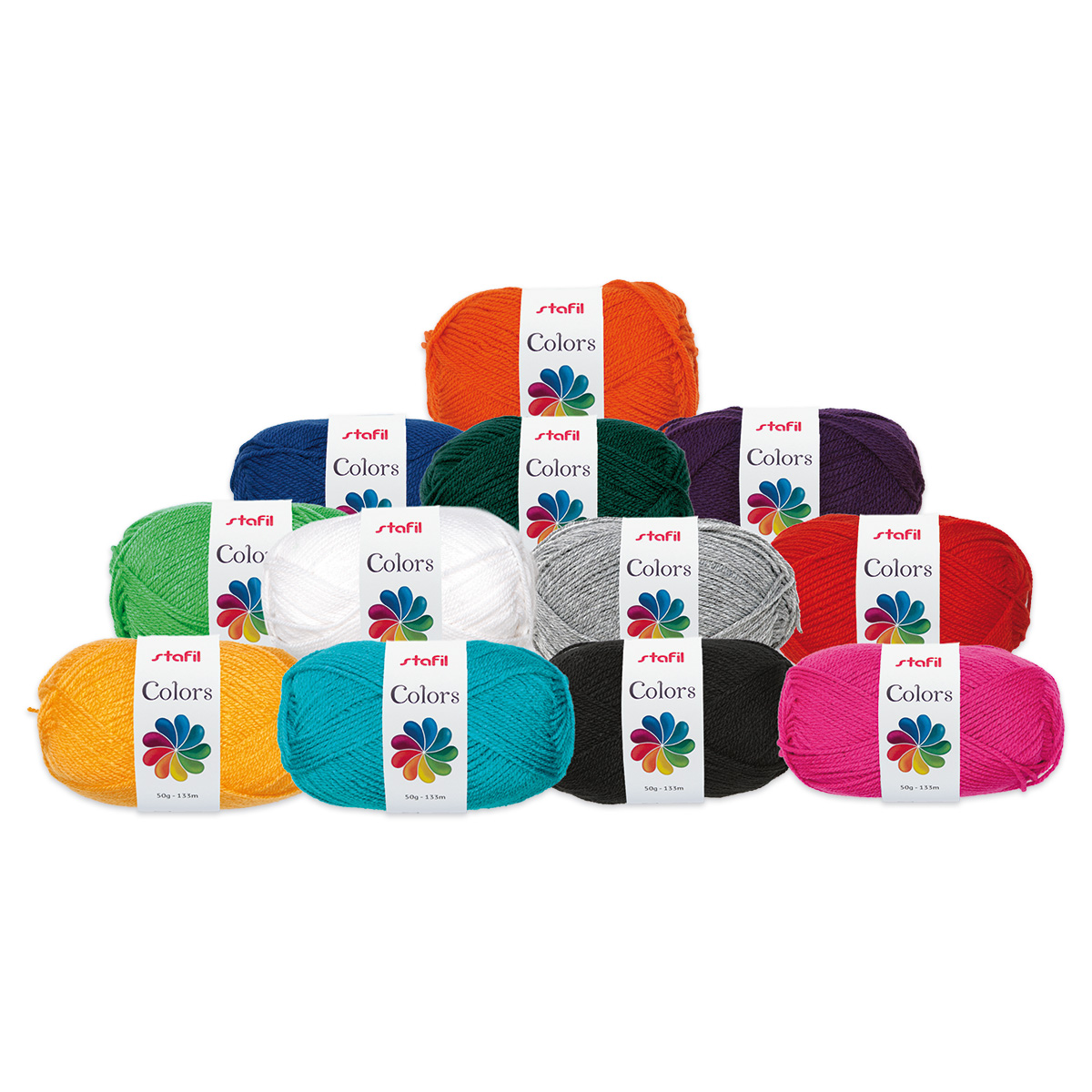 Wolle Colors Sortiment 12 Standardfarben à 50g