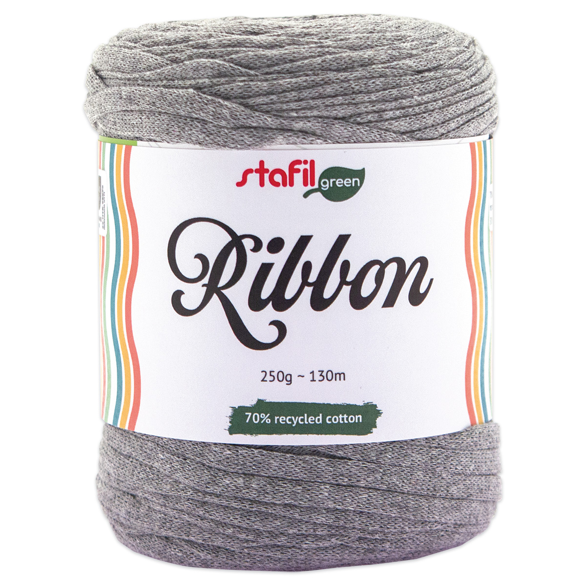 Ribbon Textilgarn 250g grau meliert