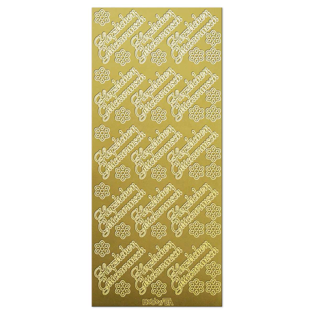 Konturensticker Herzlichen Glückwunsch gold-glänzend