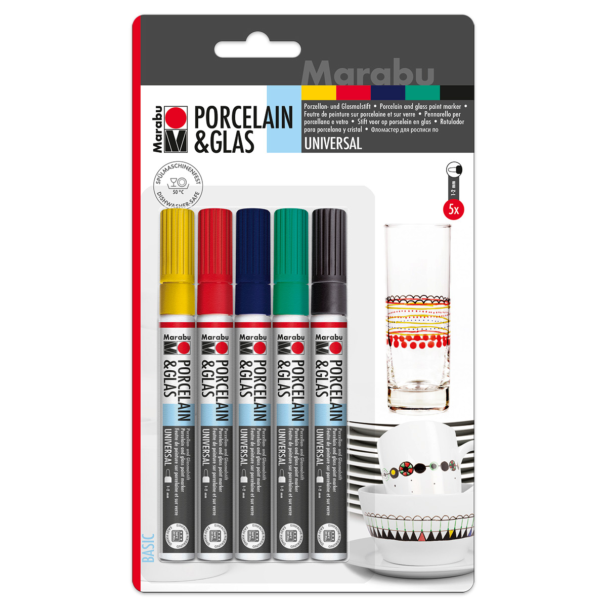 Porcelain & Glas Painter 1-2mm 5 St. Basic