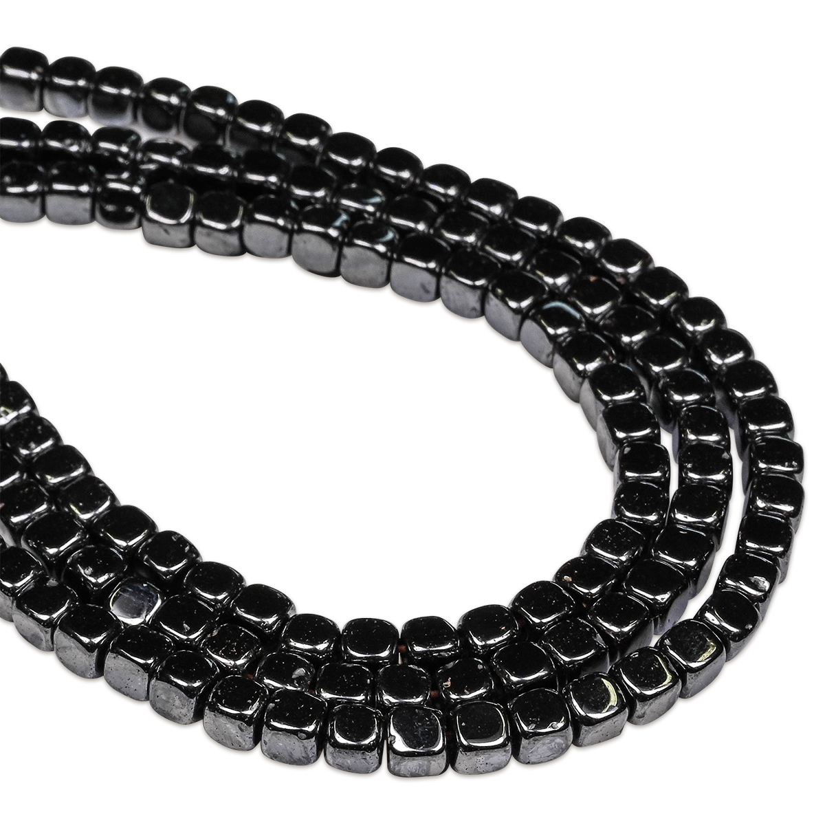Glasmosaik-Perlenkette Würfel ca. 40cm Ø 4x4mm schwarz