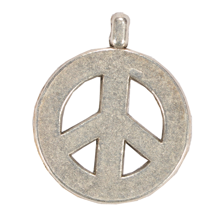 Metallanhänger Peace ca. 15mm altplatinfarben