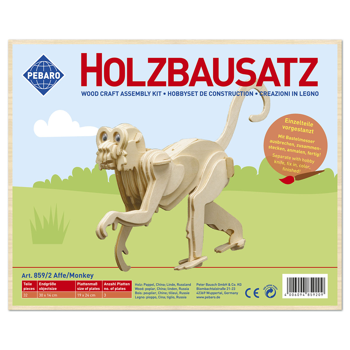 58708592_1 Holzbausatz Affe 19x24cm 32 Teile