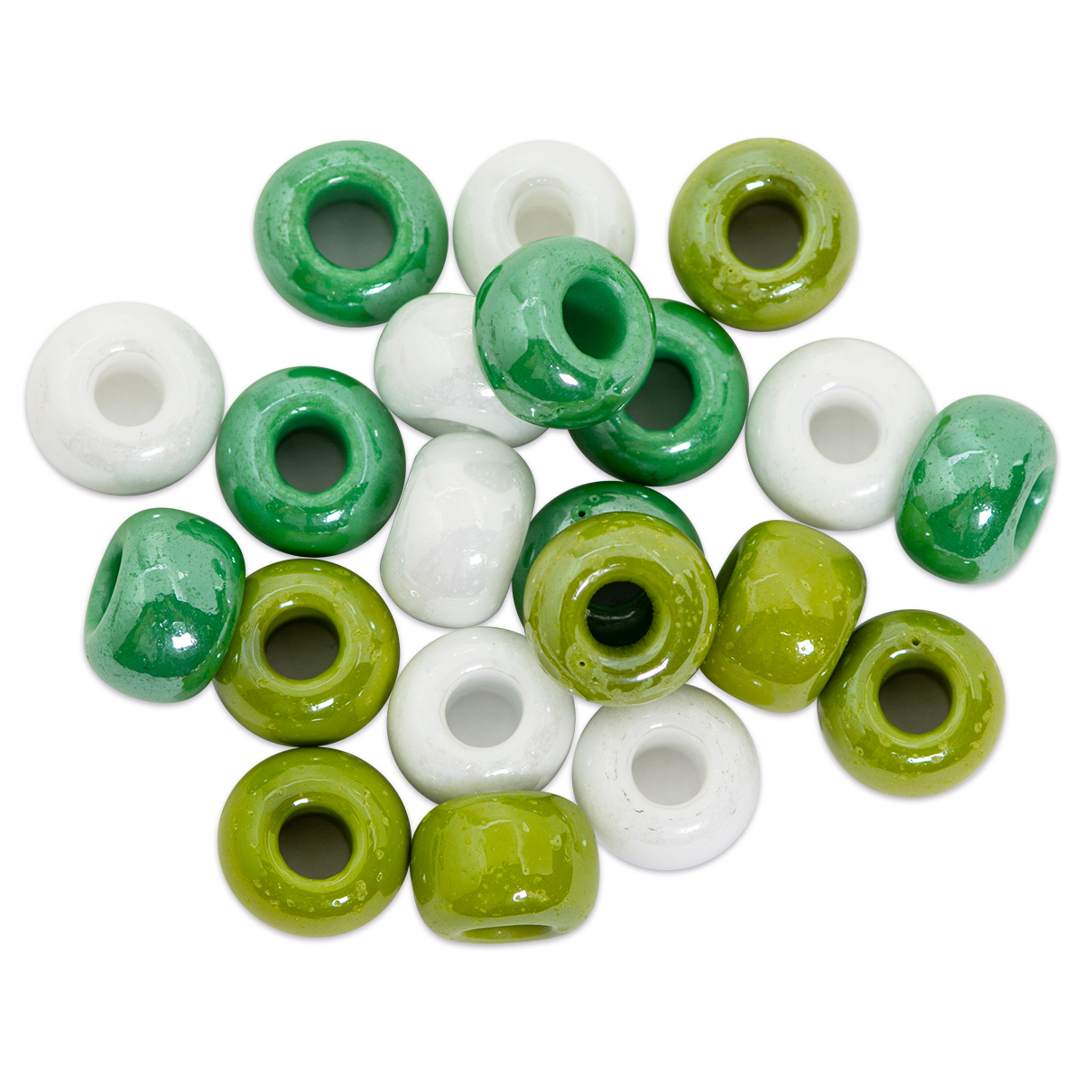 Glasperlen Rondelle AB bedampft  ca. 8mm 100g weiß/grün-ton