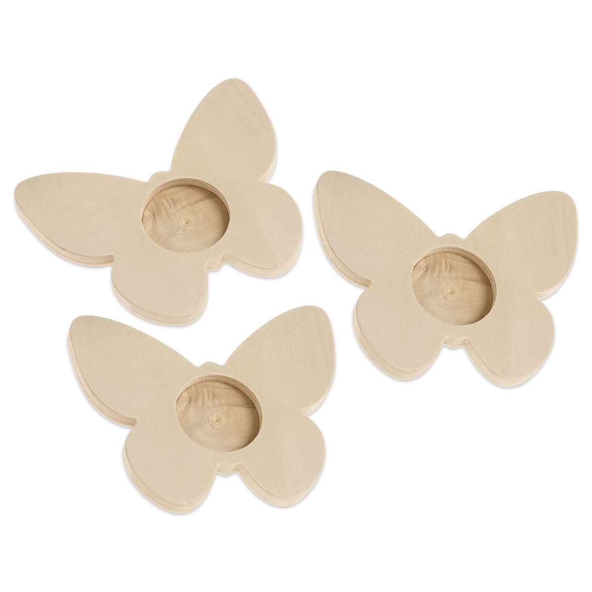 Teelichthalter Schmetterling Holz 3er-Set natur