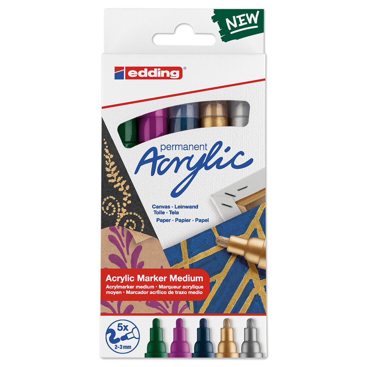 edding 5100 Acrylmarker medium 5 St./Farben metallic