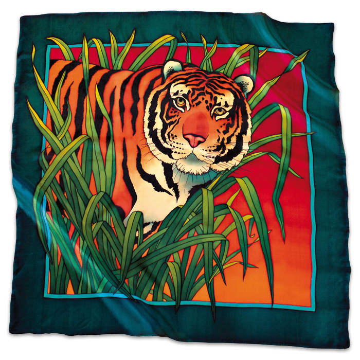 Tuch Gutta schwarz 90x90cm Tiger naturweiß