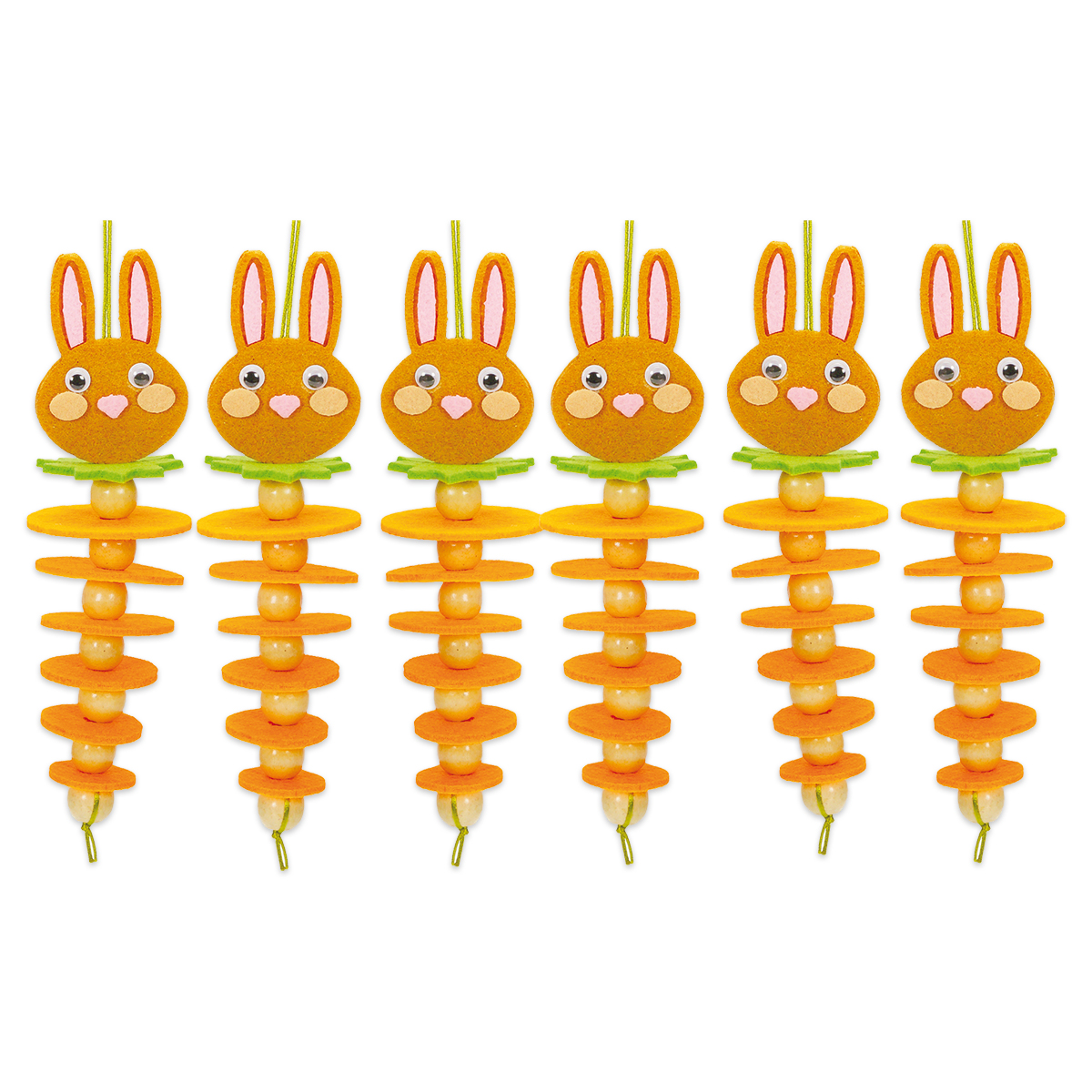 58450072TfWgfAqhdVmwC Filzanhänger Karotten Häschen ca. 20cm 6er Set