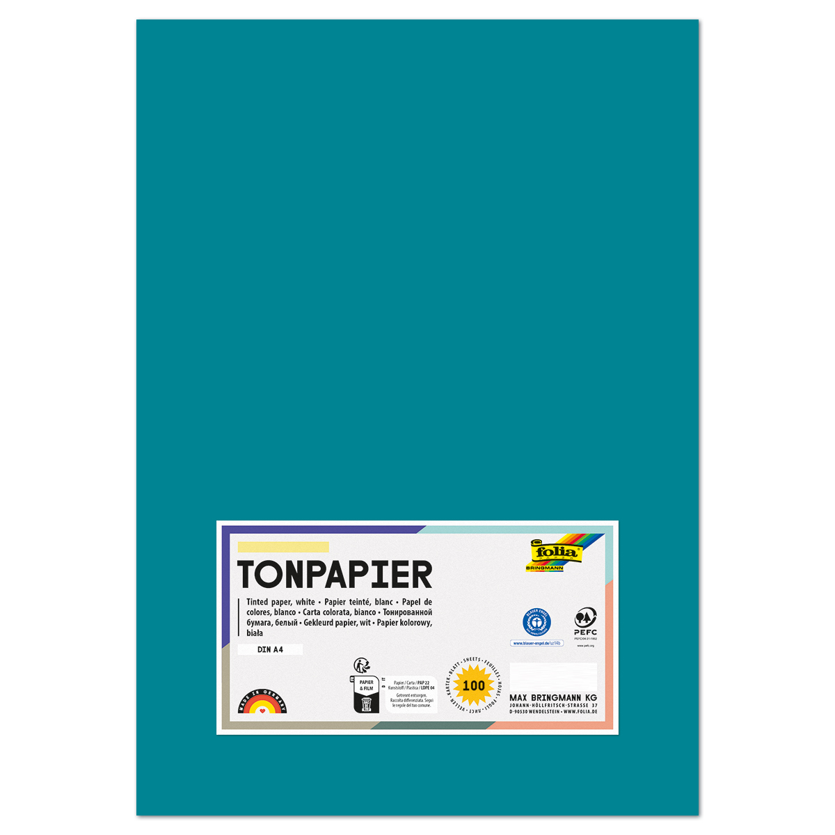 Tonpapier 130g/m² DIN A4 100 Bl. türkis