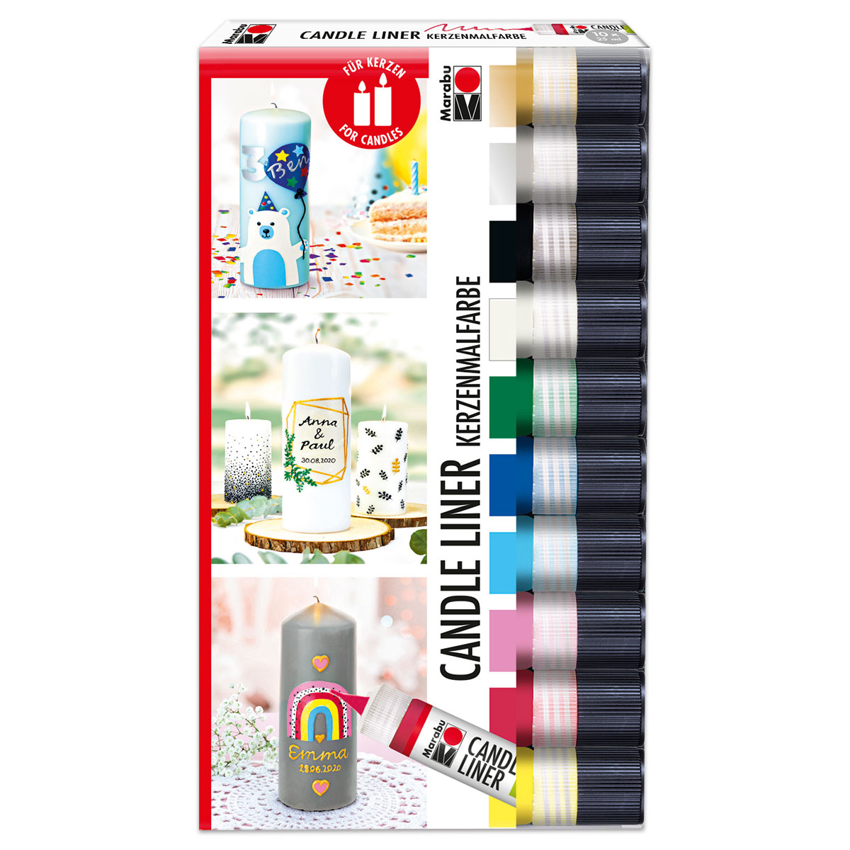 Marabu Candle Pen Set Kerzenmalfarbe 10 St./Farben à 25ml