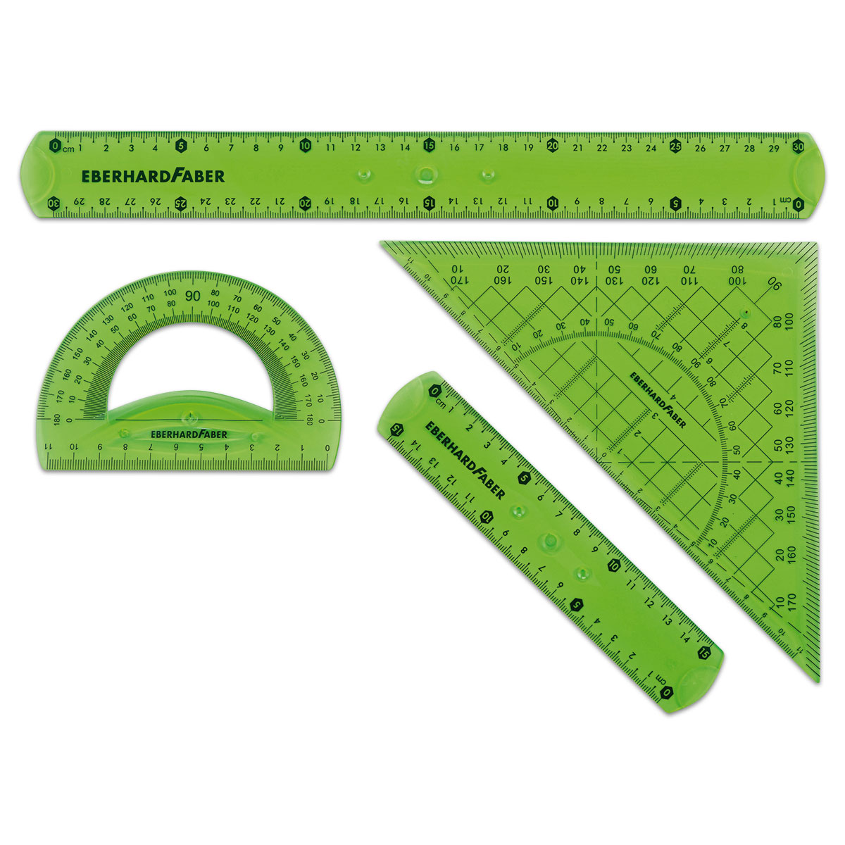 Geometrieset 4-teilig flexibel bruchsicher transparent grün