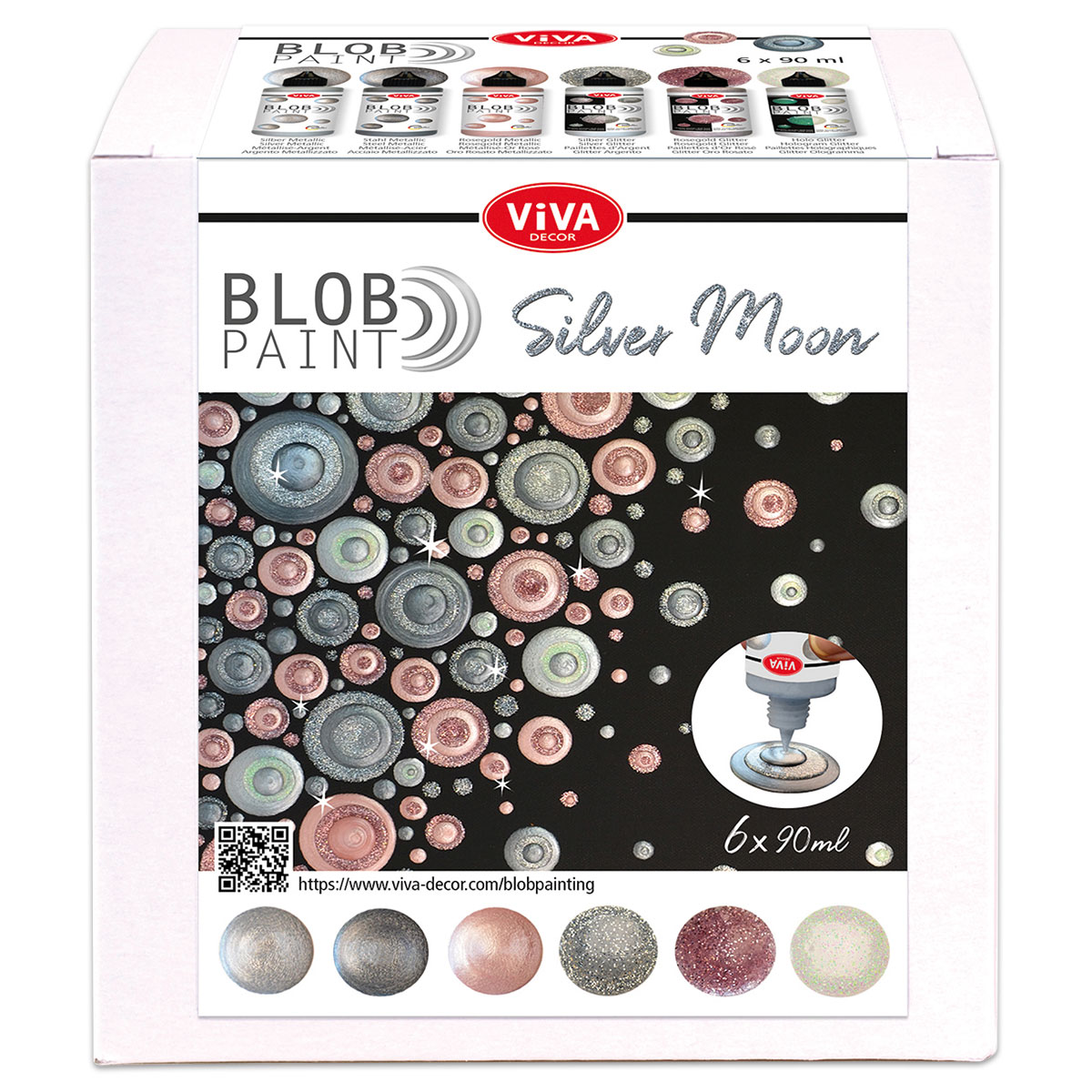 Blob Paint Set Silver Moon 6 Farben à 90ml