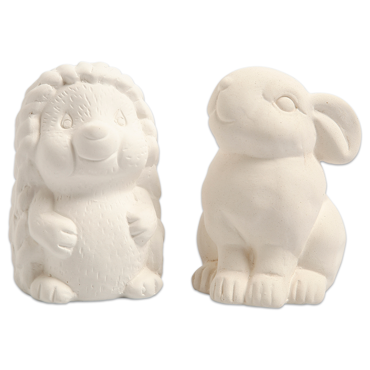 Spardosen Igel & Hase Terrakotta 10cm hoch 2 St. weiß