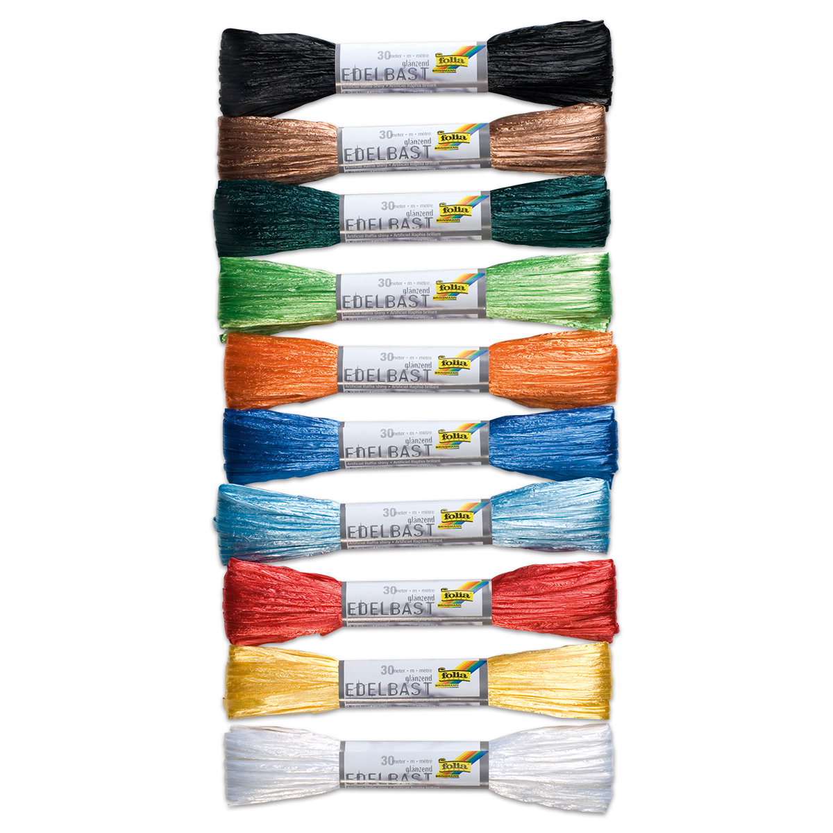 Raffia-Edelbast glänzend Kunstfaser 10 St./Farben à 30m