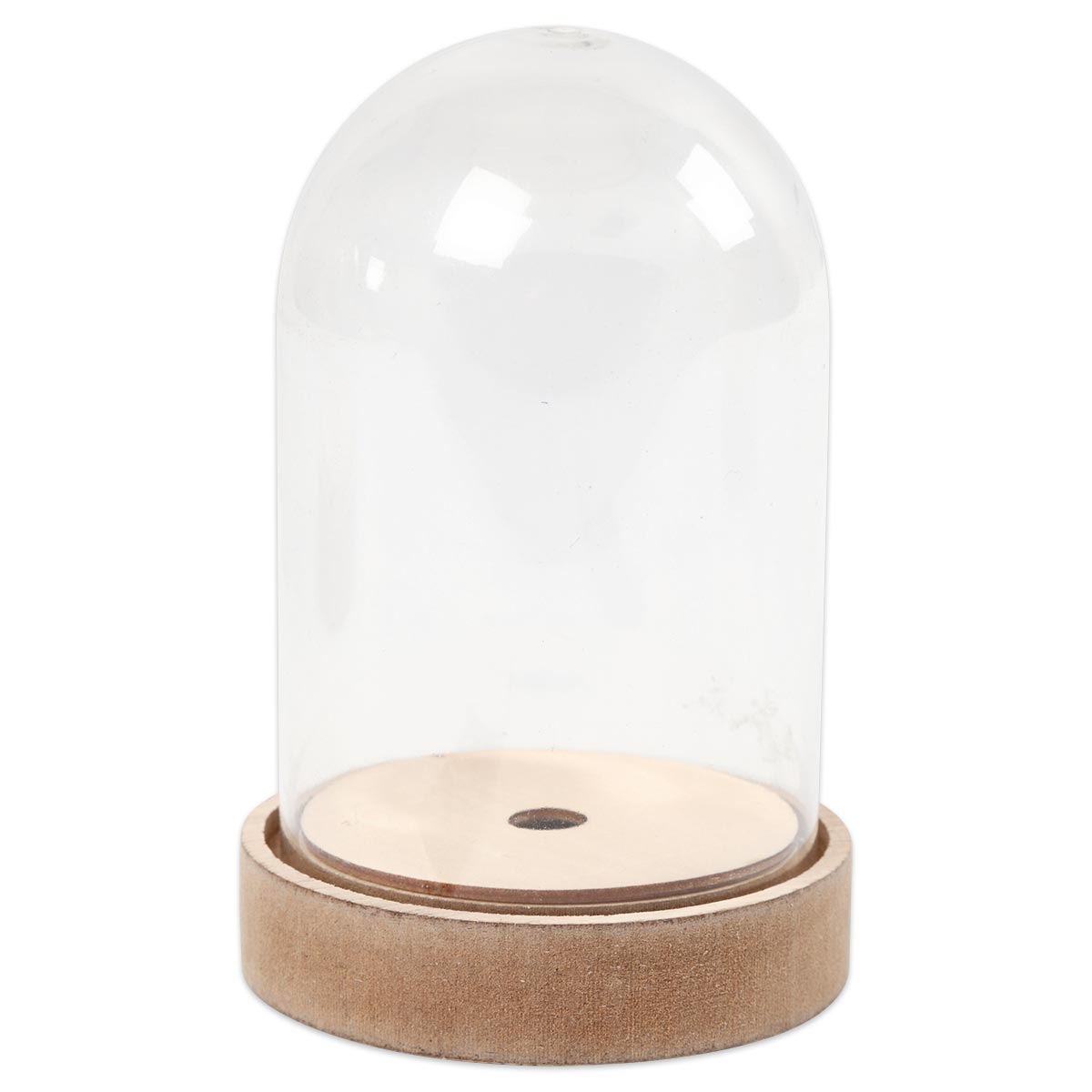Glasklare Glocke mit Holzfuß Ø 11x18cm