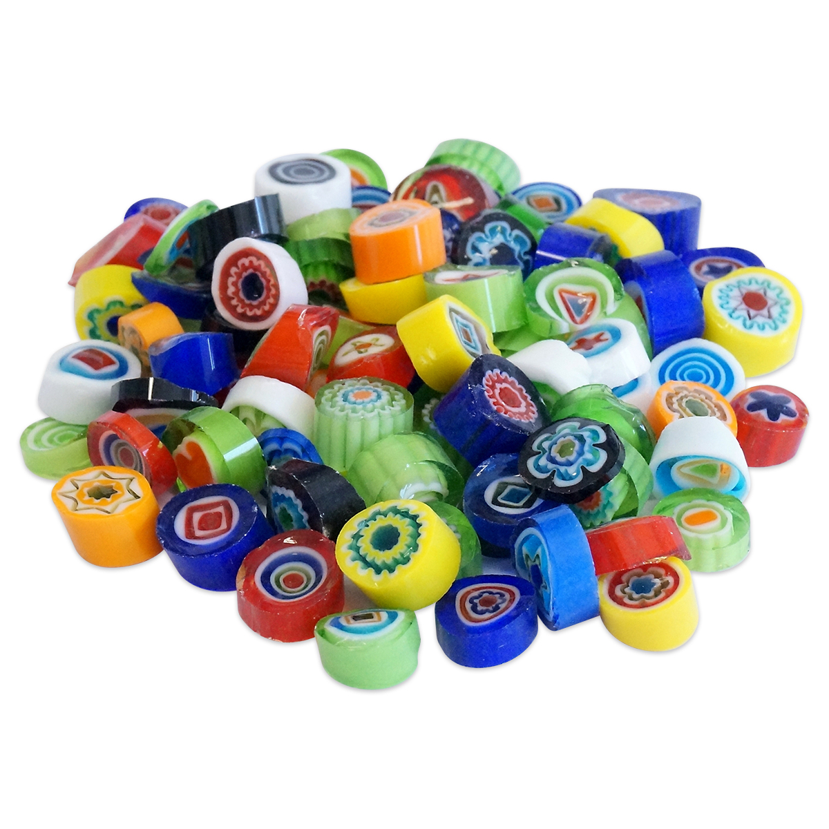 Glasmosaik Millefiori Ø ca. 9-10mm 100g bunt mix