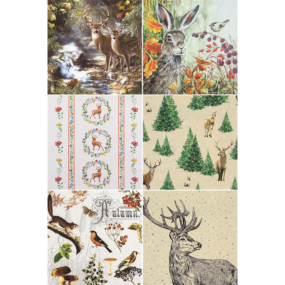 Serviettenset 33x33cm 6x2 St. Waldtiere
