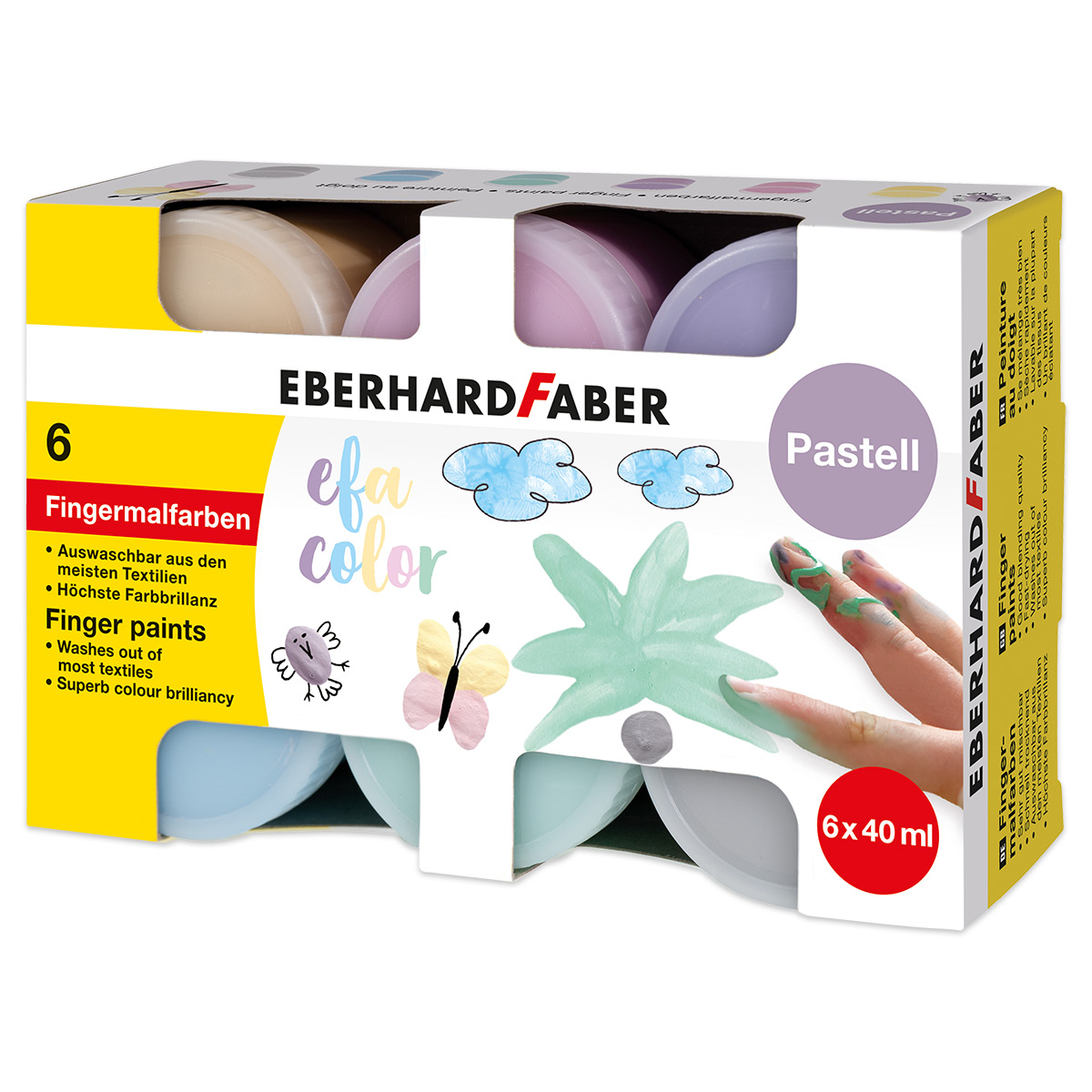 Fingermalfarben-Set 6 Farben à 40ml pastell