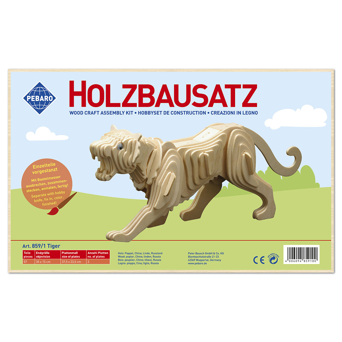 58700859_1 Holzbausatz Tiger 35x15cm 57 Teile