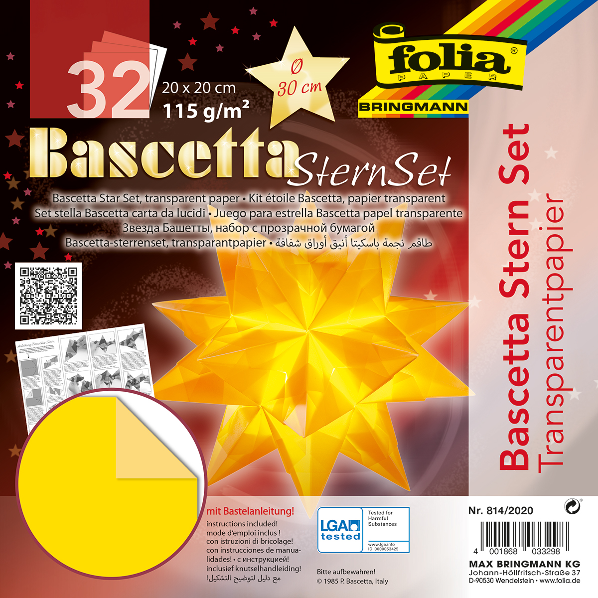 Bascetta-Stern ca. Ø 30cm 32 Bl. gelb